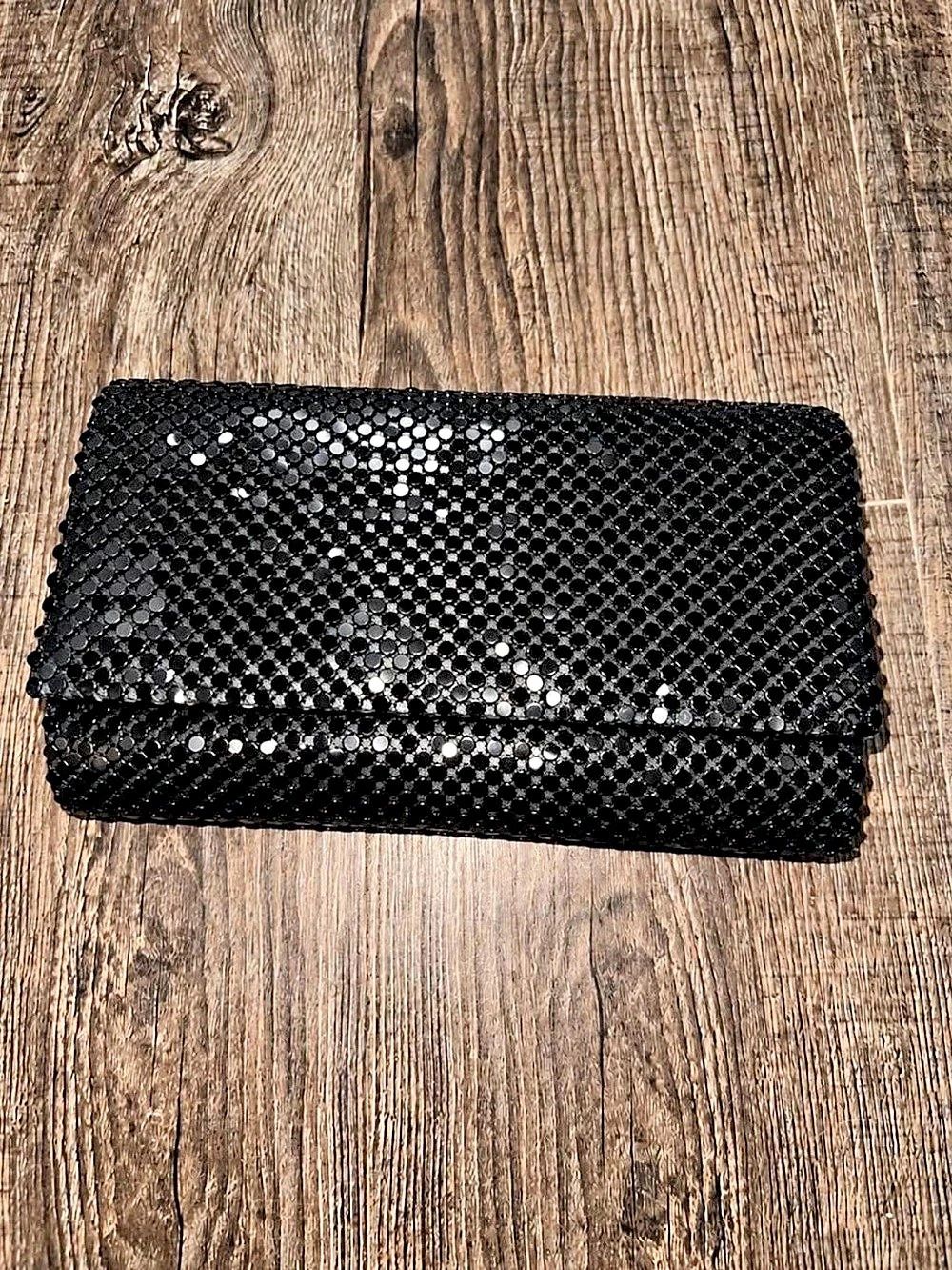 Black Sequin Envelope Clutch Evening Party Formal Purse